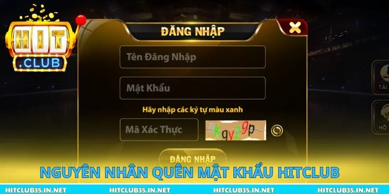 Nguyên nhân chủ yếu việc quên mật khẩu Hitclub
