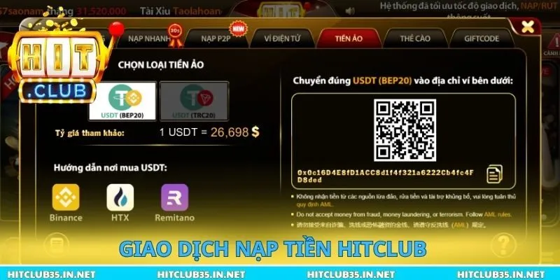 Giao dịch nạp Tiền Hitclub